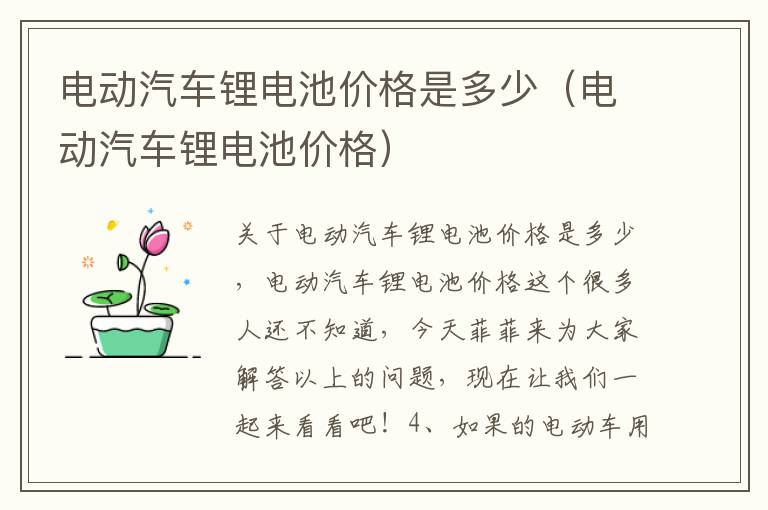 电动汽车锂电池价格是多少（电动汽车锂电池价格）