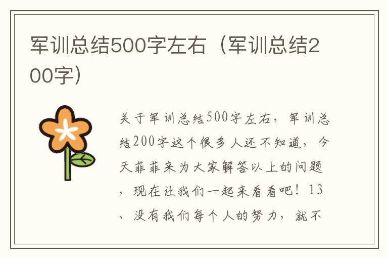 军训总结500字左右（军训总结200字）